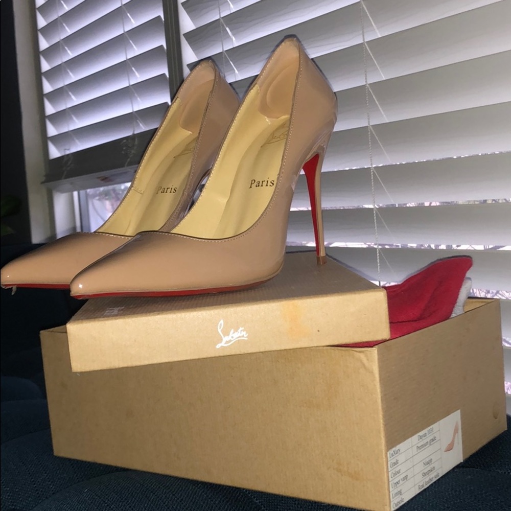 Louboutin red bottom nude heels